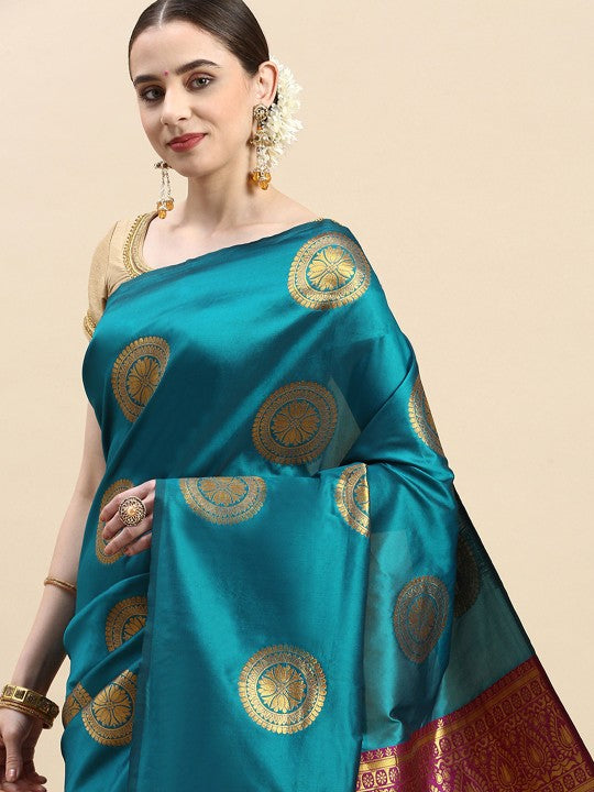 Woven Design Ethnic Motifs Zari Pure Silk Banarasi Saree