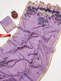 Premium Soft Muga Cotton Pitchwai Saree - Purple