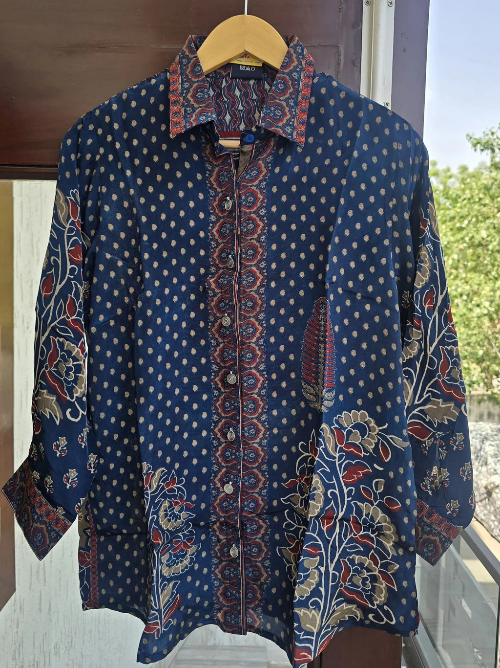 Soft Shirt with beautiful floral and ethnic prints - BLUE
