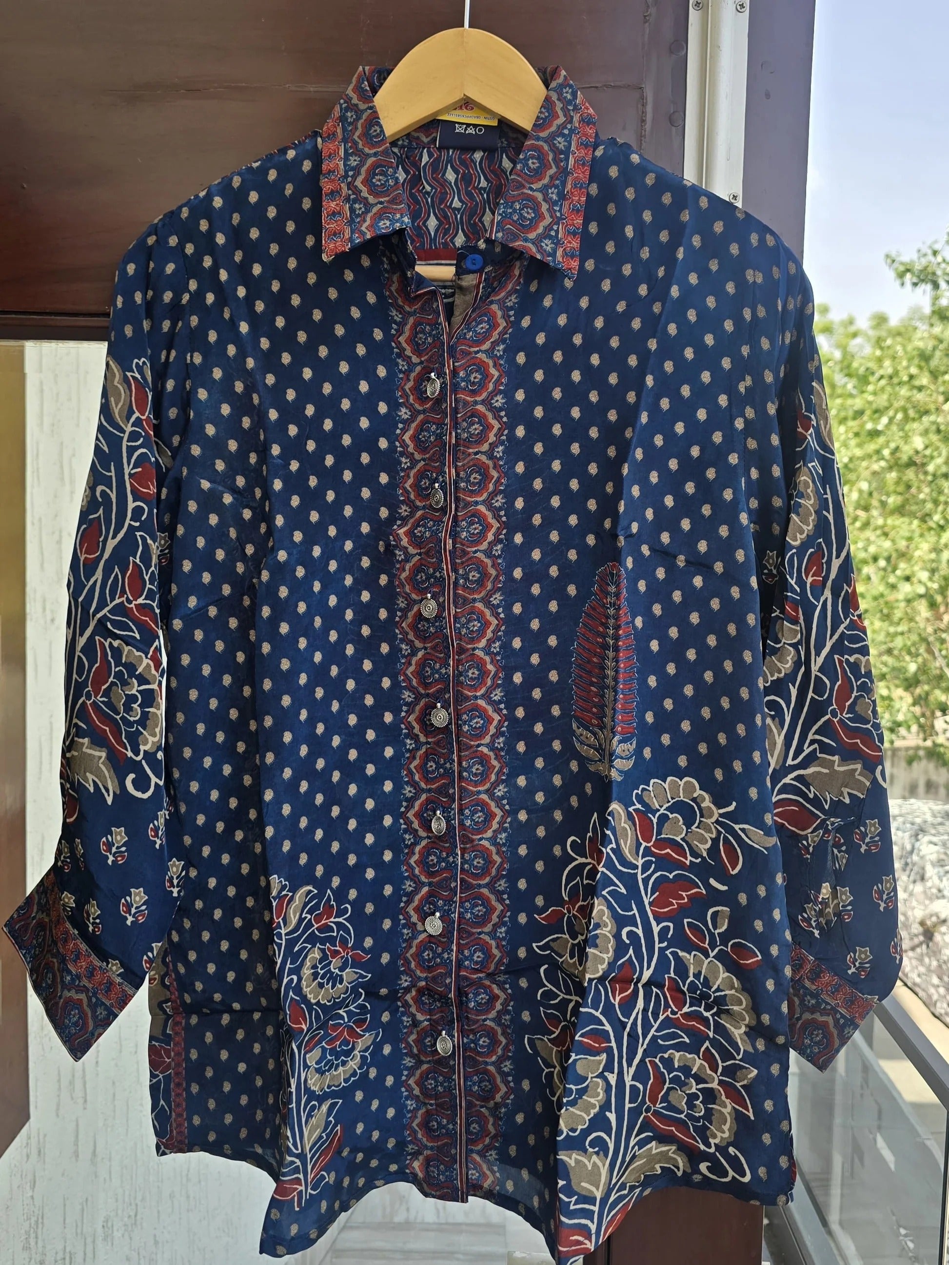 Soft Shirt with beautiful floral and ethnic prints - BLUE