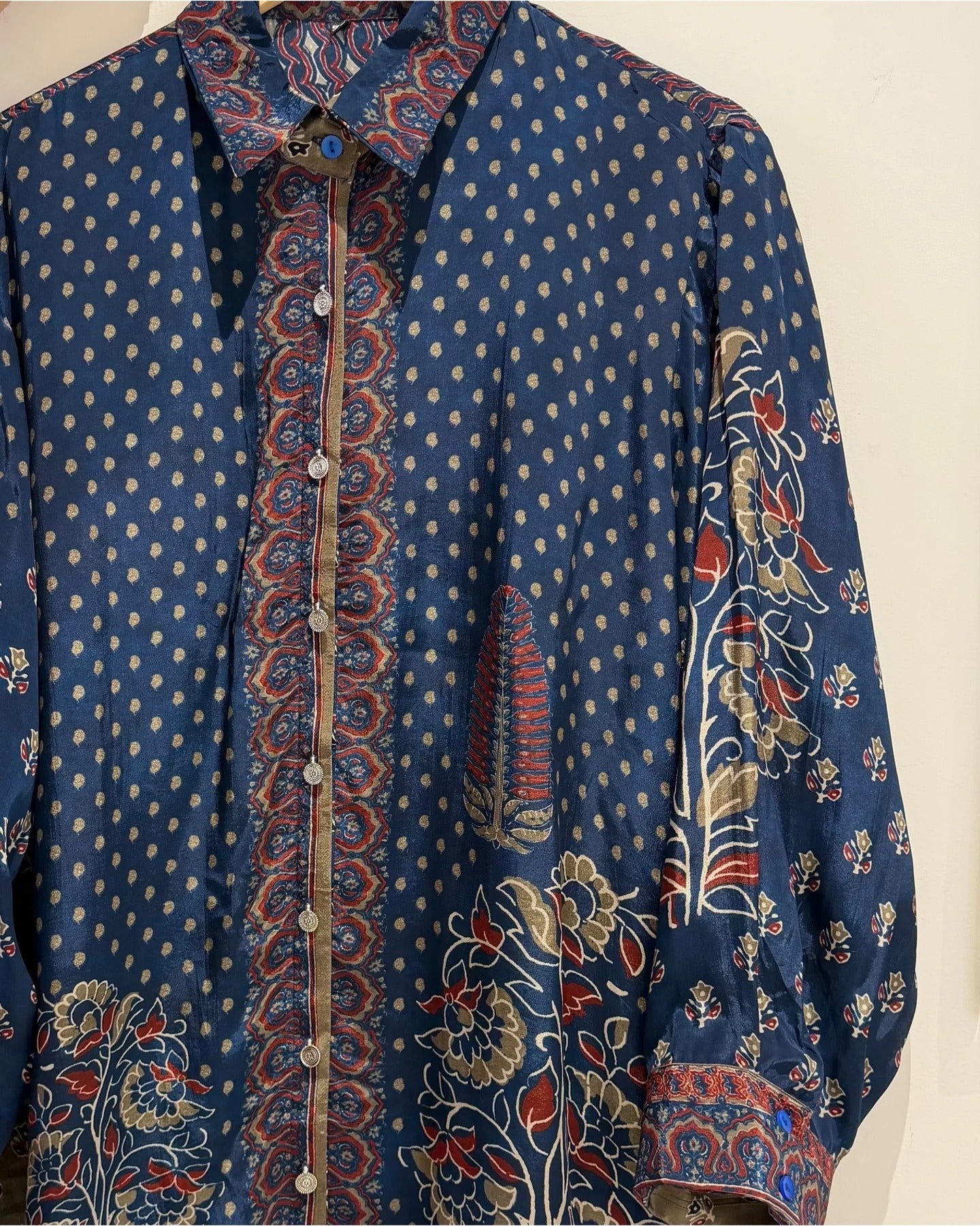Soft Shirt with beautiful floral and ethnic prints - BLUE