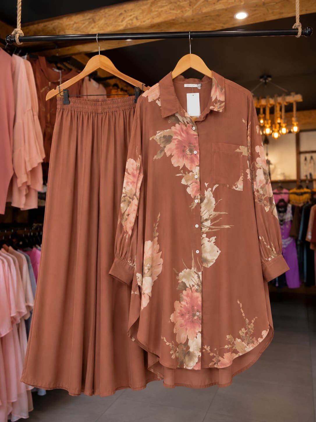 Pure Cotton Floral Coordsets - BROWN