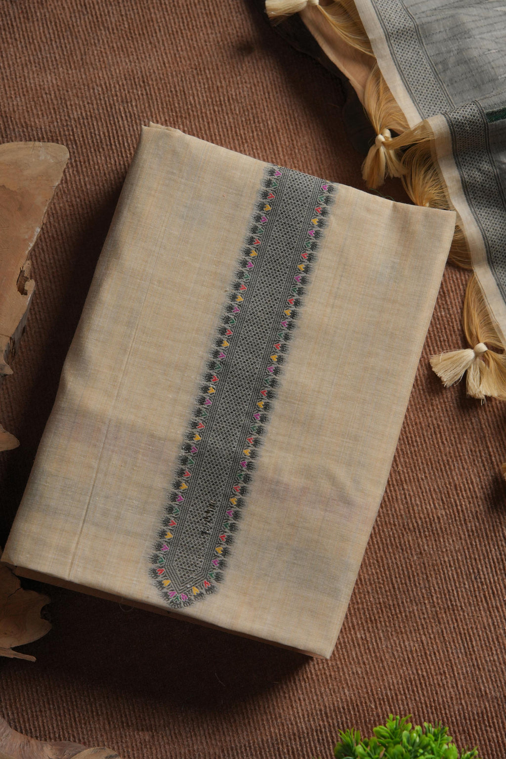 Chandni Lotus Pure Linen Suit - CHIKU