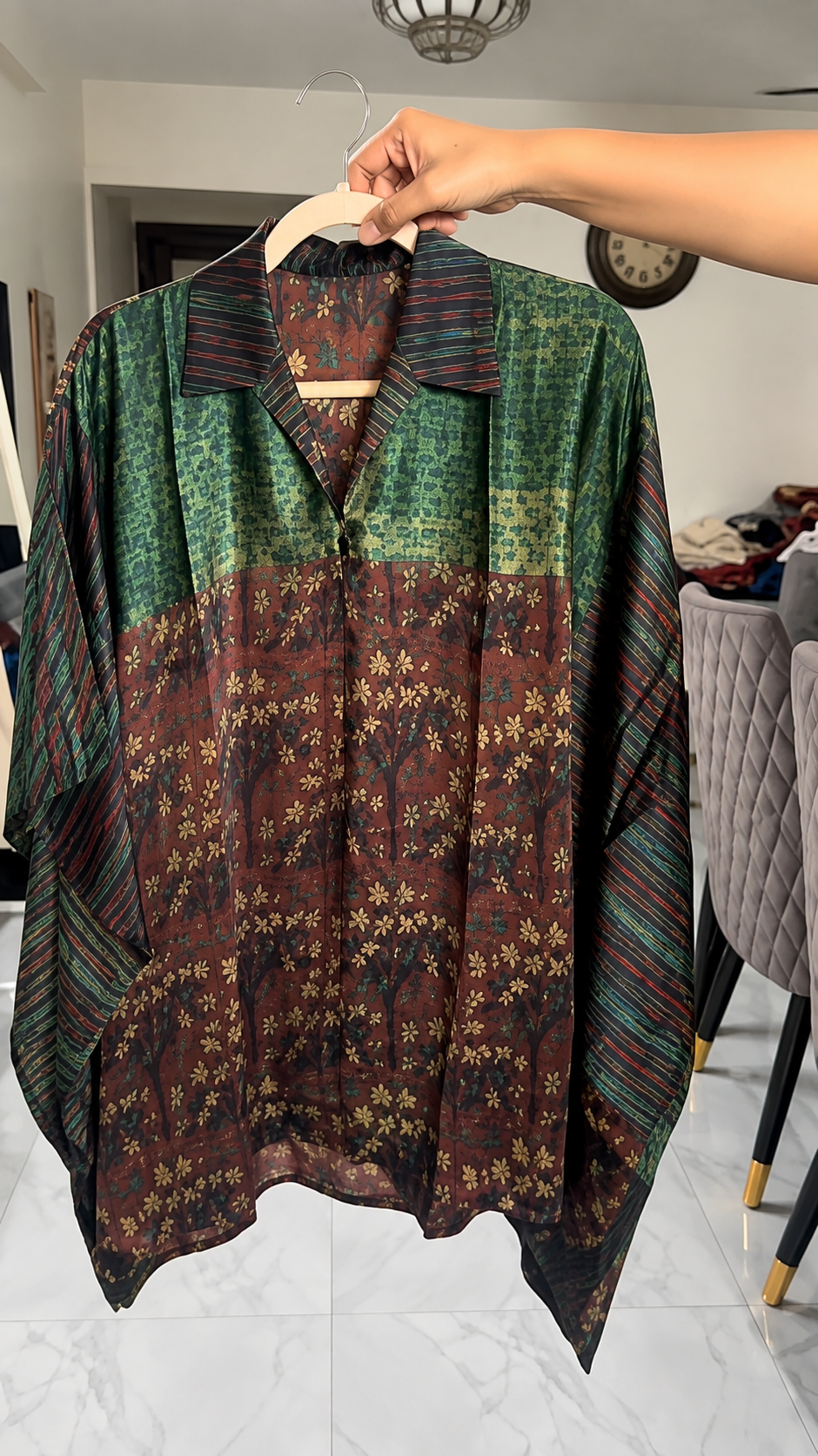 Elegant Print Ajrak Shirt - GREEN