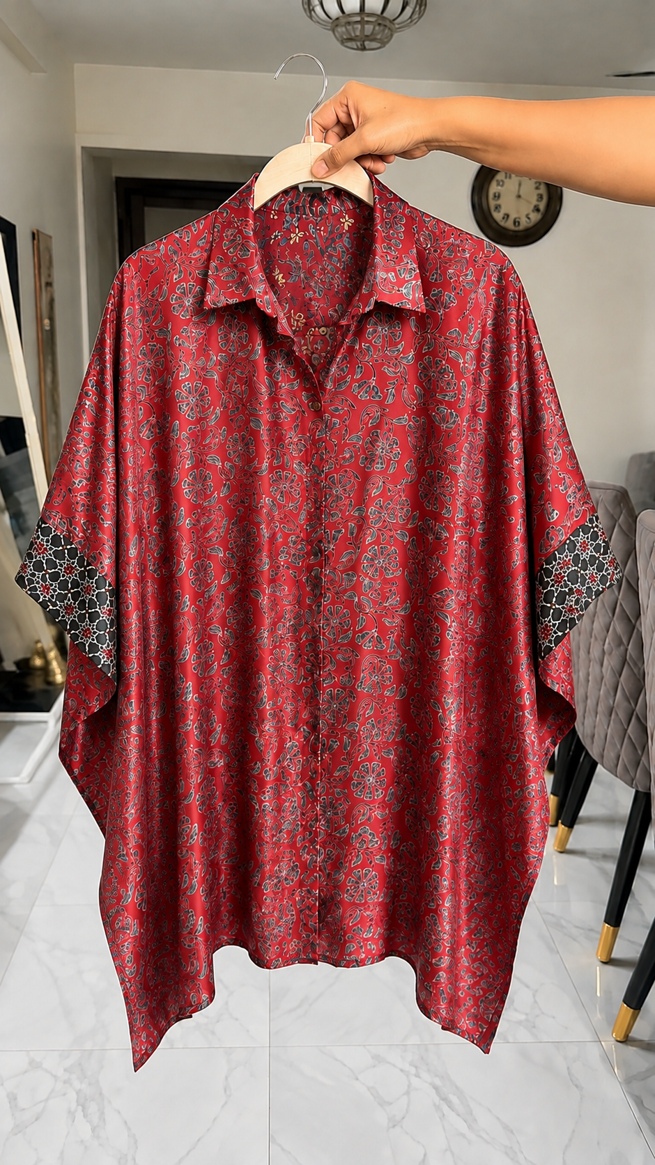 Elegant Print Ajrak Shirt - RED
