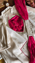Royal Ivory & Fuchsia Mirror Embroidered Suit Set