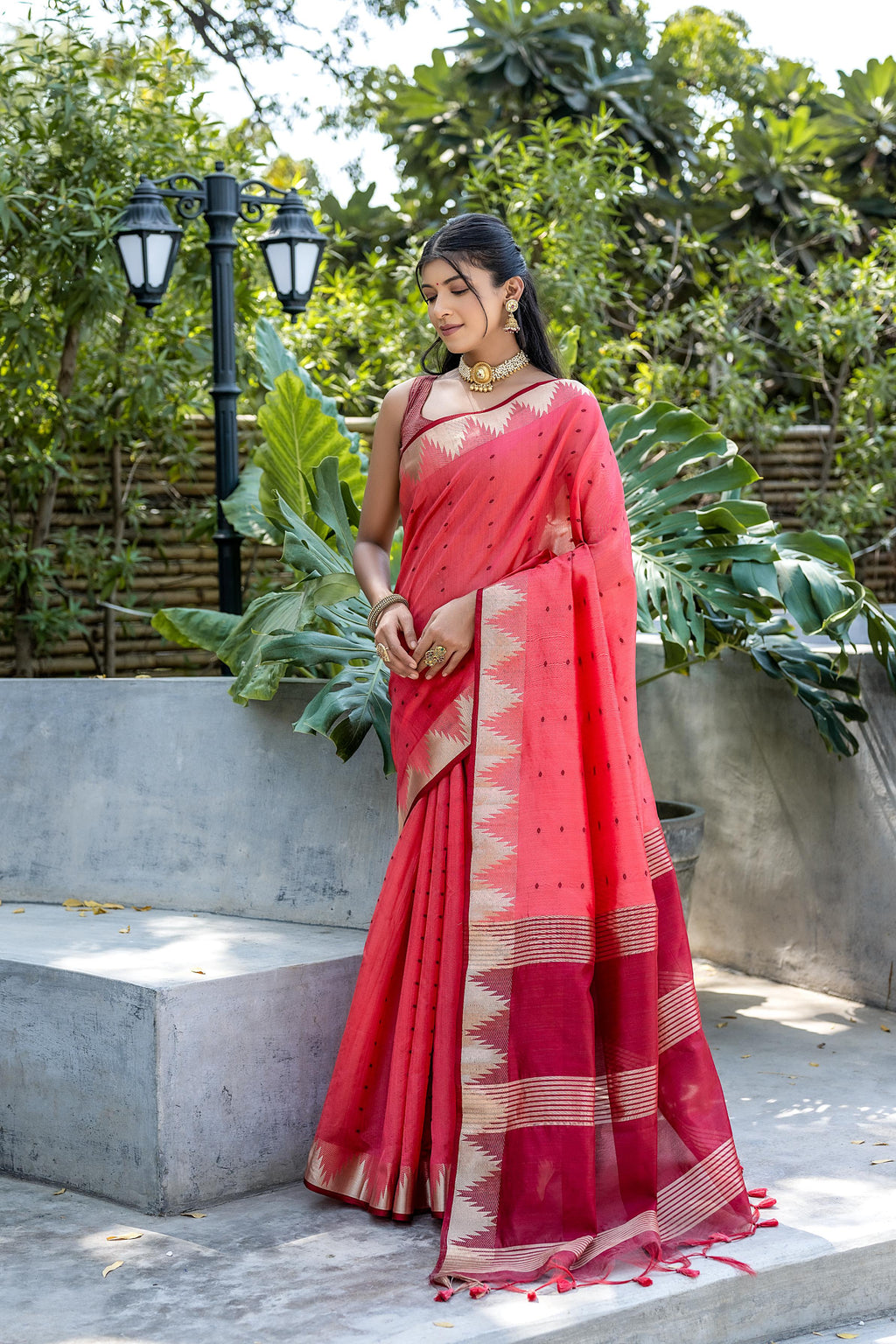Tussar Raw Silk Weaving Saree - GAJARI