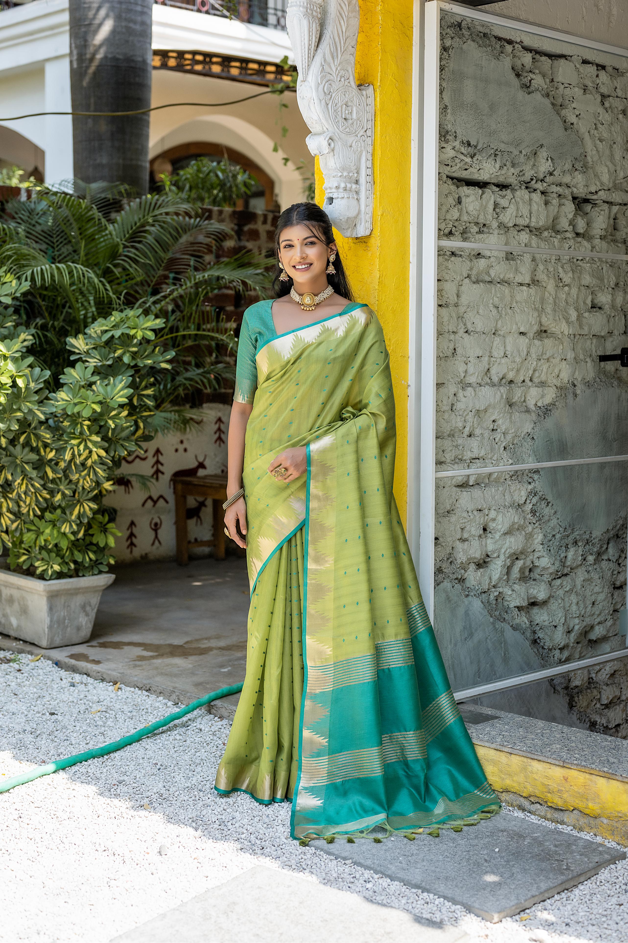 Tussar Raw Silk Weaving Saree - PISTA