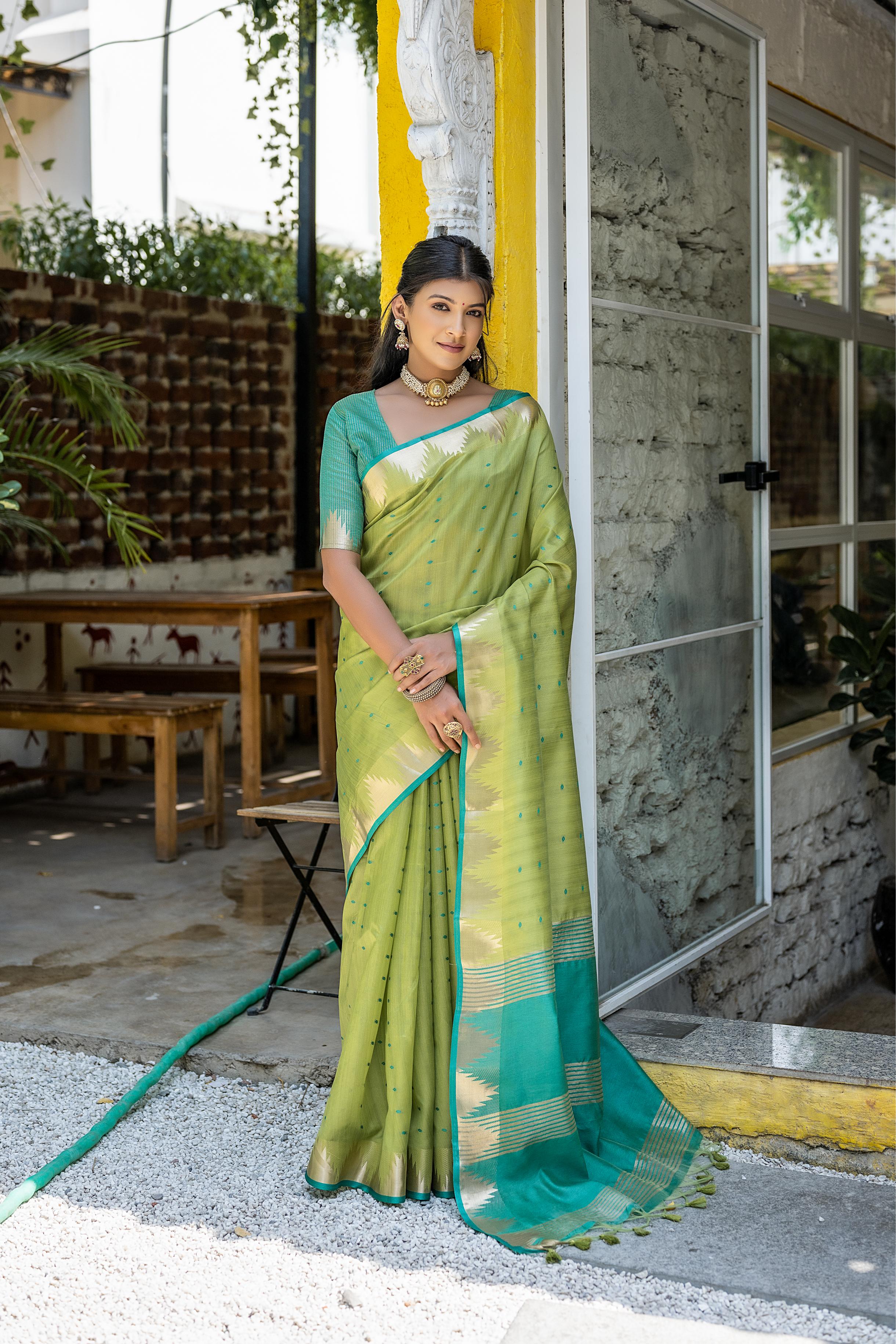 Tussar Raw Silk Weaving Saree - PISTA