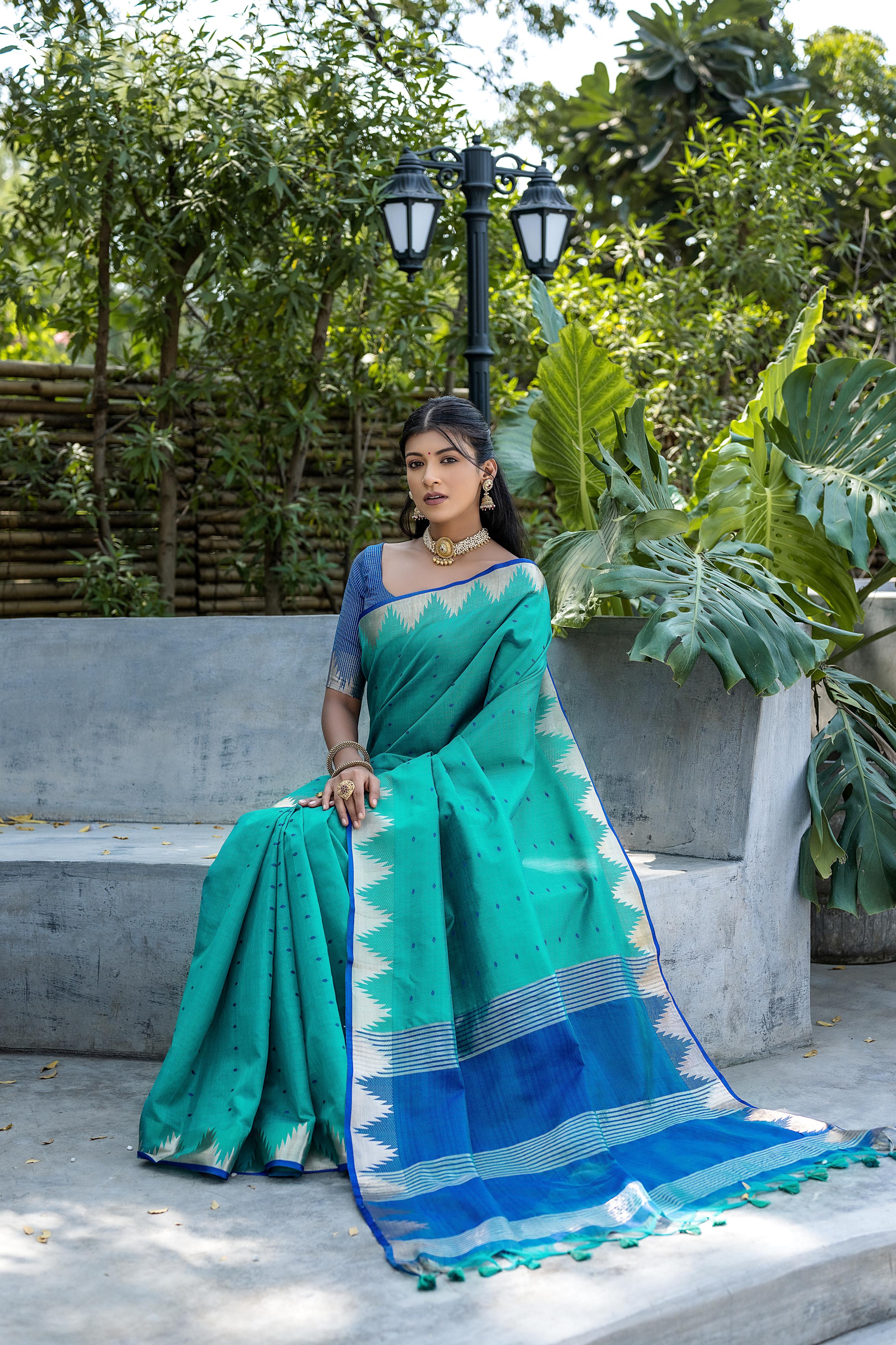 Tussar Raw Silk Weaving Saree - FIROZI
