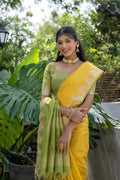 Tussar Raw Silk Weaving Saree - YELLOW