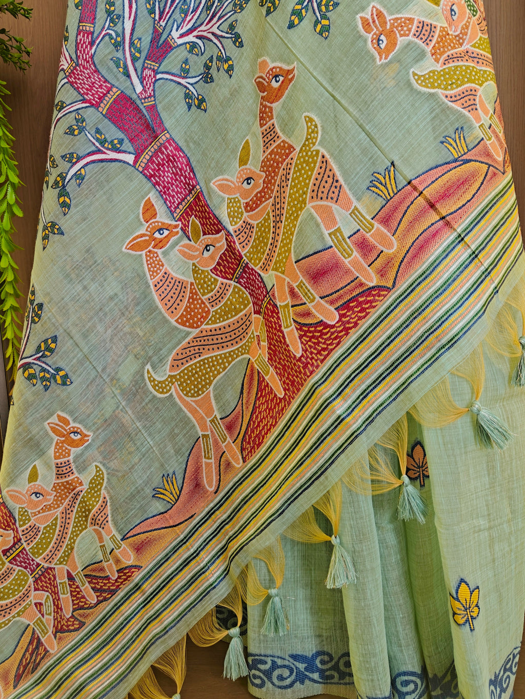 Designer Muga Cotton Saree with Warli Inspired Border-FIROZI