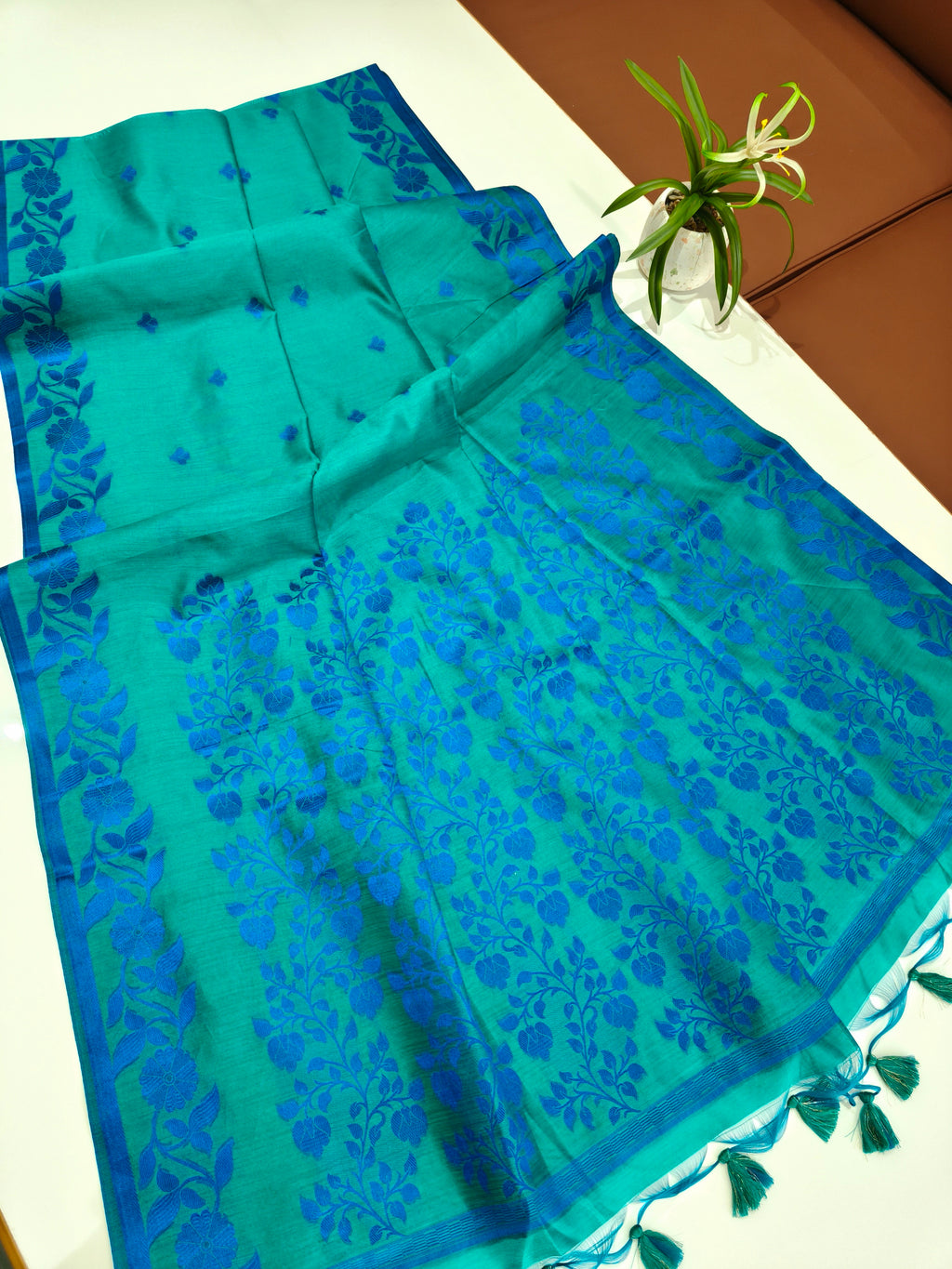 Tussar Raw Silk Floral Weaving Saree - FIROZI