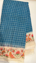 Premium Linen Cotton Saree with Floral Printed Border - FIROZI