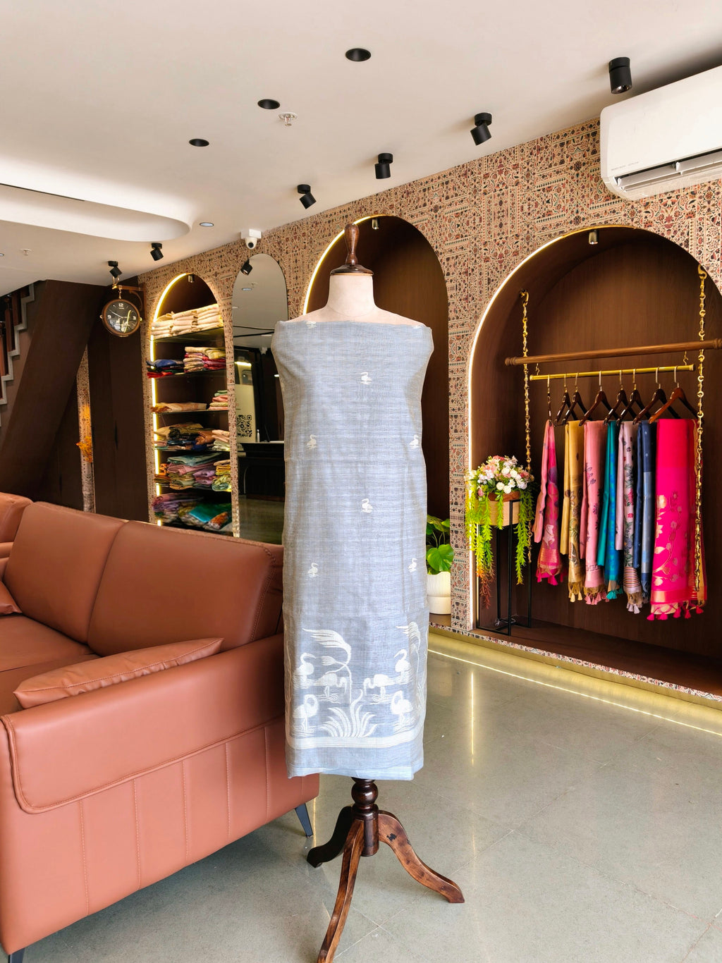 Premium Linen Silk Salwar Unstitched Suit- Grey