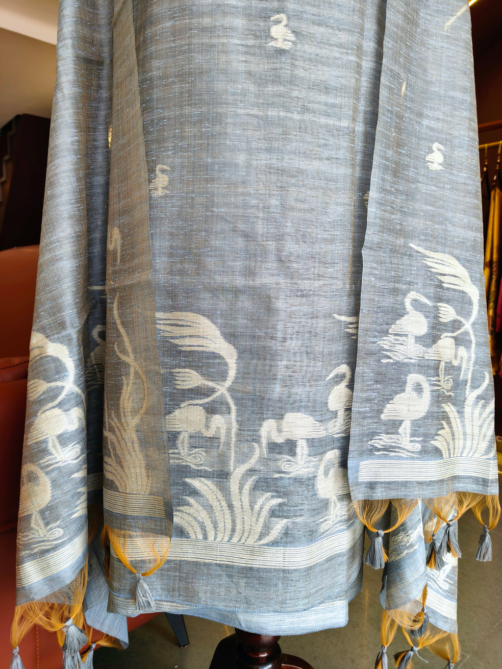 Premium Linen Silk Salwar Unstitched Suit- Grey