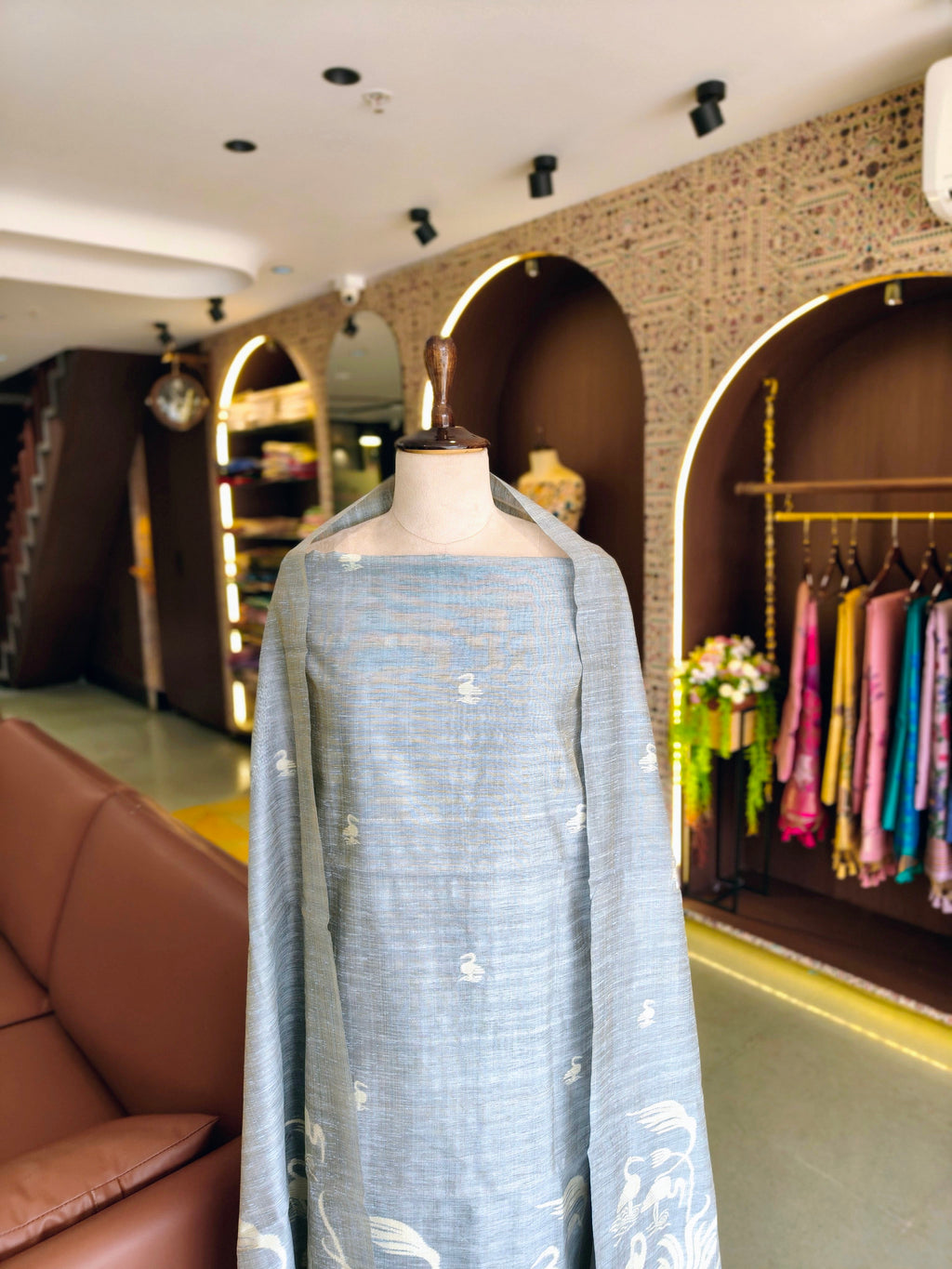 Premium Linen Silk Salwar Unstitched Suit- Grey