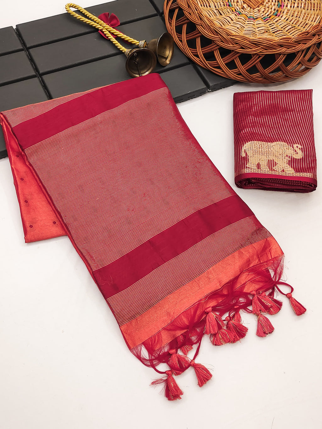 Tussar Elephant Raw Silk Weaving Saree - GAJARI
