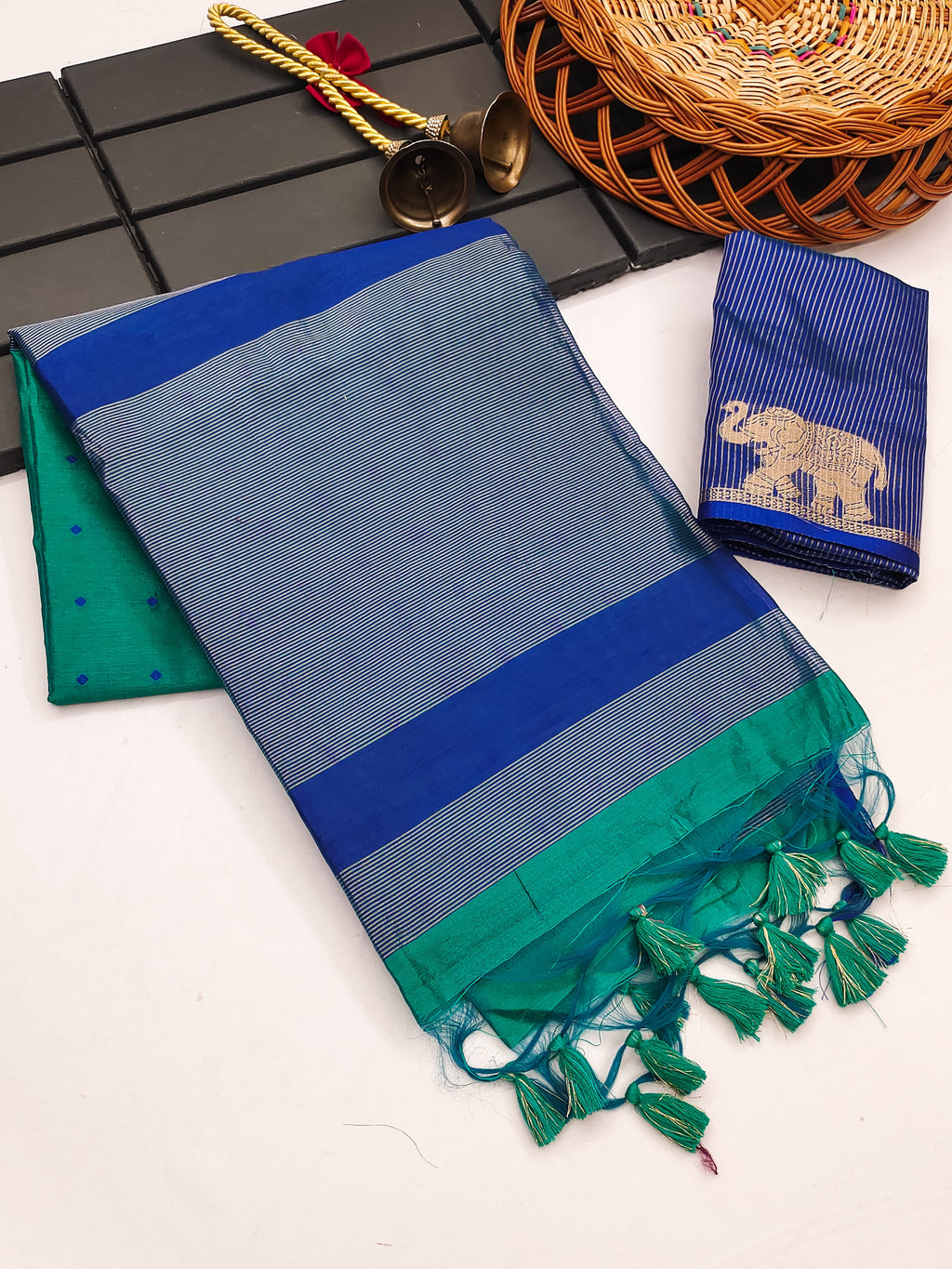 Tussar Elephant Raw Silk Weaving Saree - FIROZI