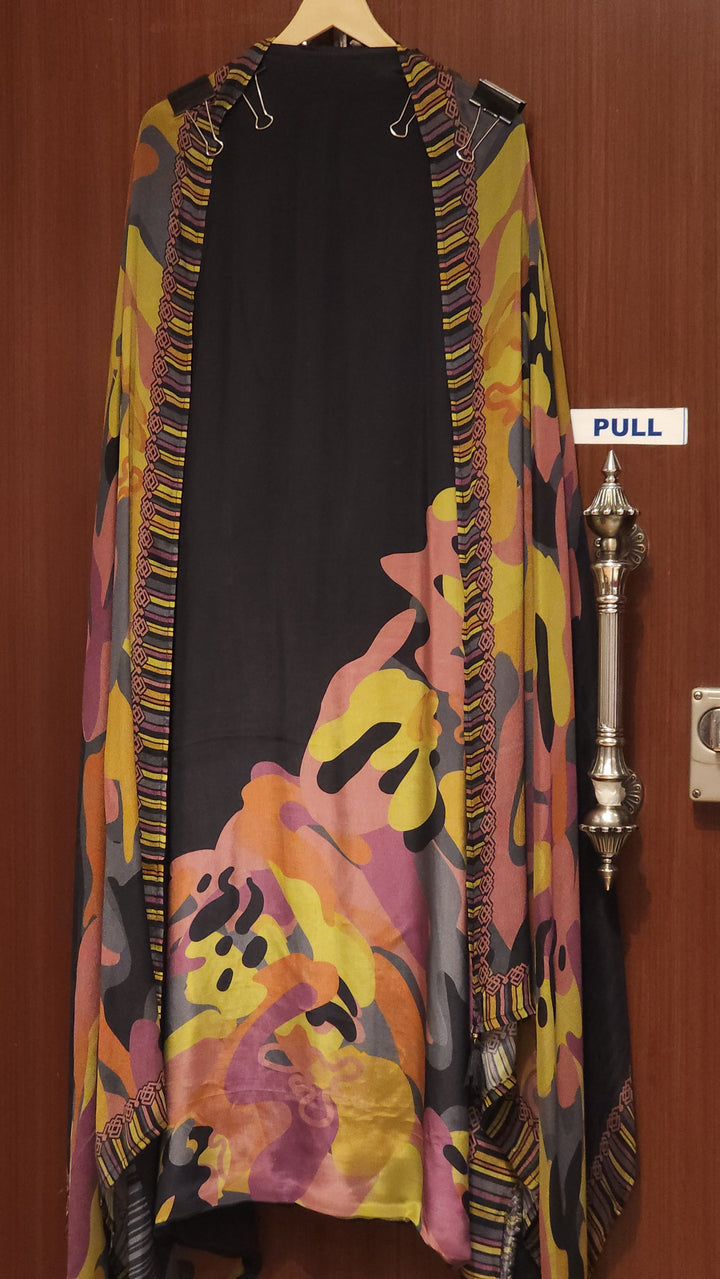 Pure Crepe Suit with Chinon Dupatta-Black