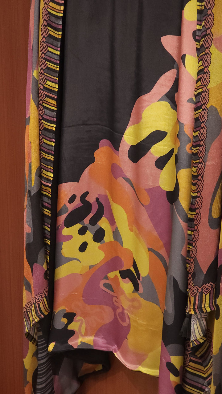 Pure Crepe Suit with Chinon Dupatta-Black