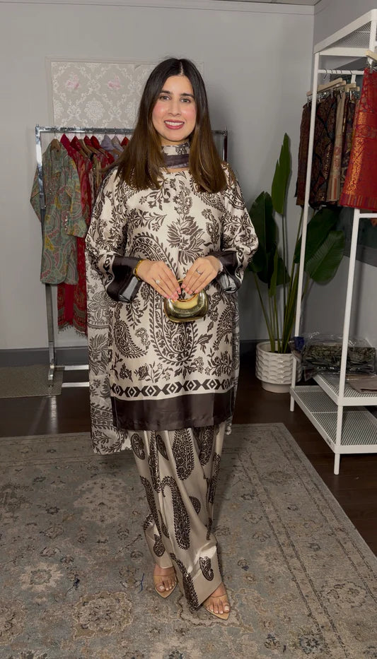 Beige Brown Farsi Suit