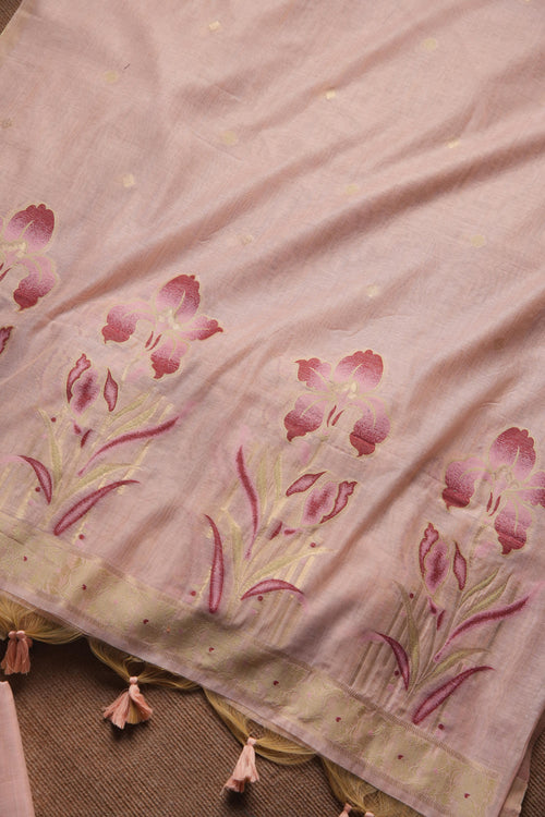 Blush Muga Cotton Unstitched Suit - LIGHT PINK