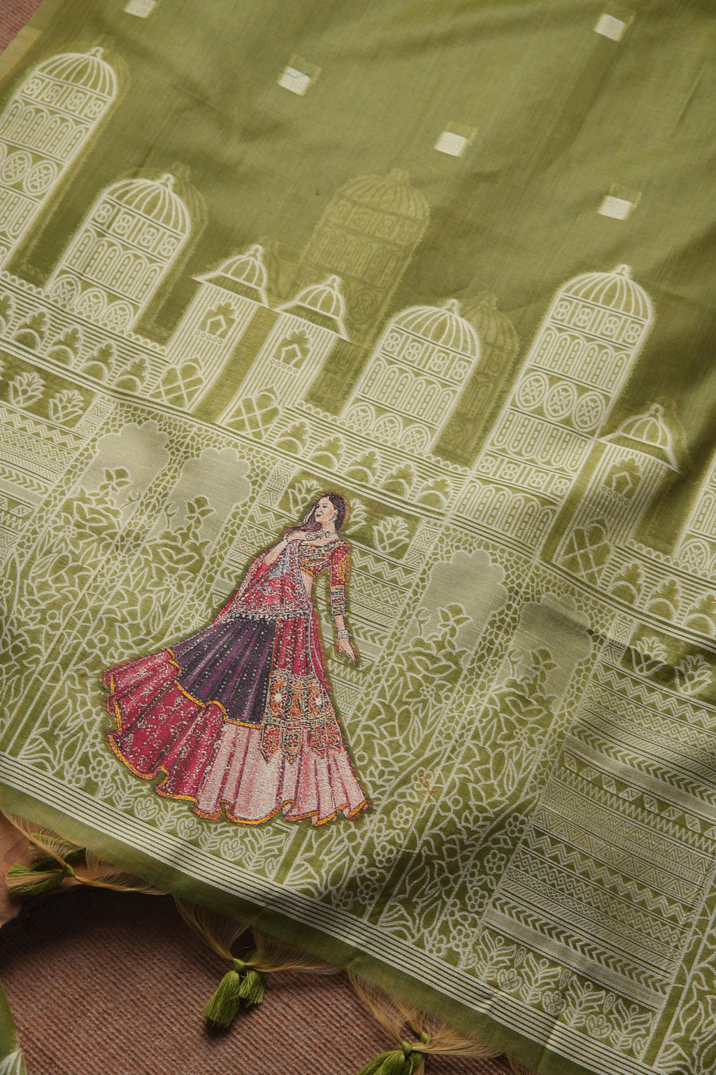 Rang Mahal Muga Cotton Unstitched Suit - MEHENDI