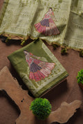 Rang Mahal Muga Cotton Unstitched Suit - MEHENDI
