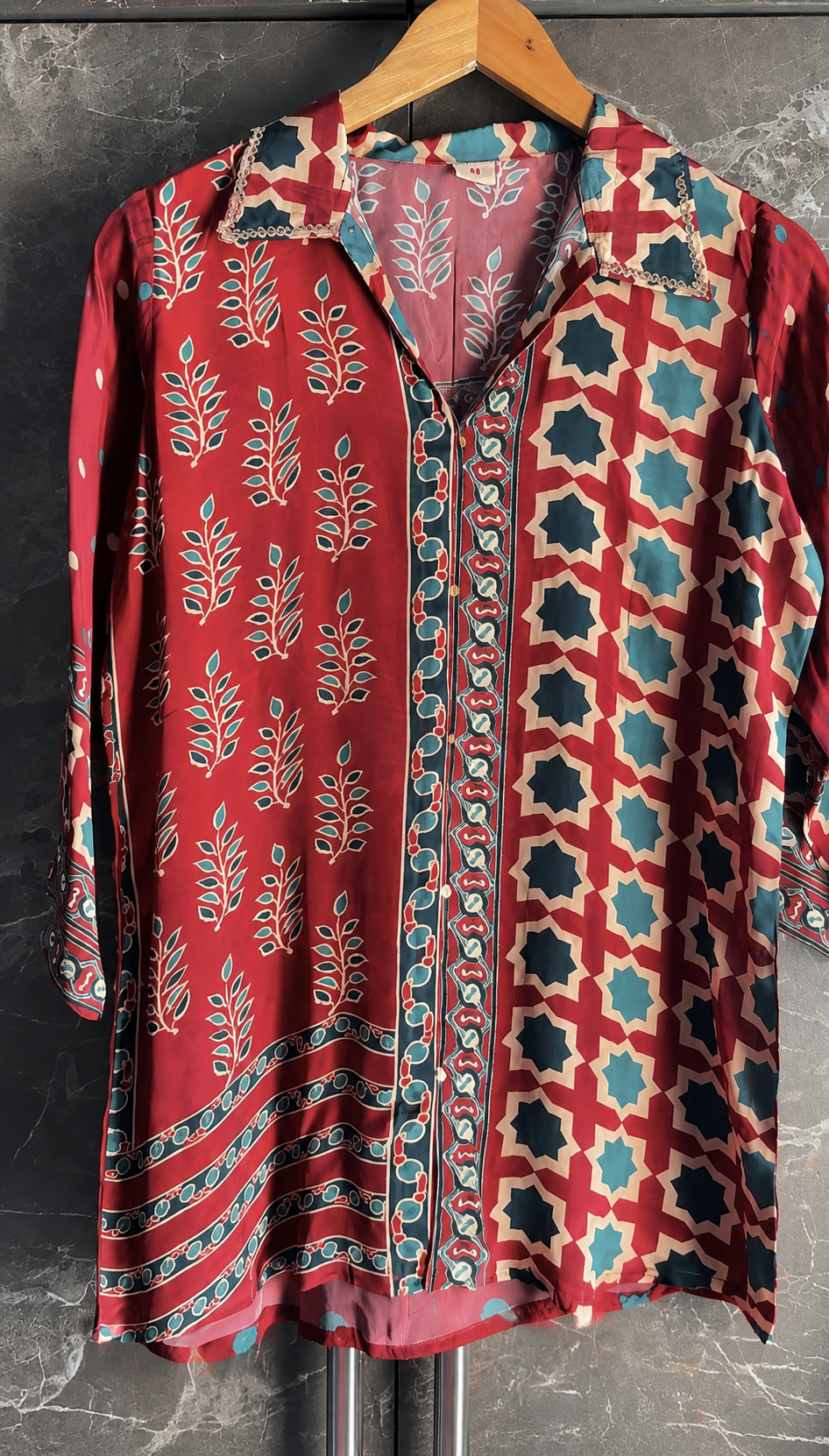 Heritage Print Ajrak Shirt - MAROON