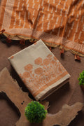 Muga Cotton Floral Woven Unstitched Suit - Orange