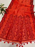 Tussar Raw Silk Floral Weaving Saree - PEACH
