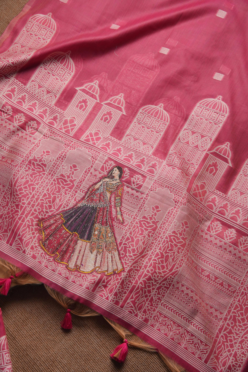 Rang Mahal Muga Cotton Unstitched Suit - Pink