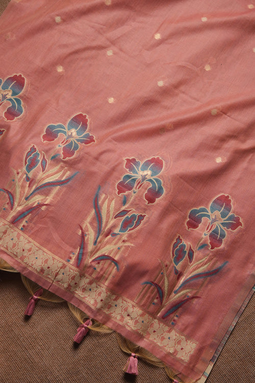 Blush Muga Cotton Unstitched Suit - PINK