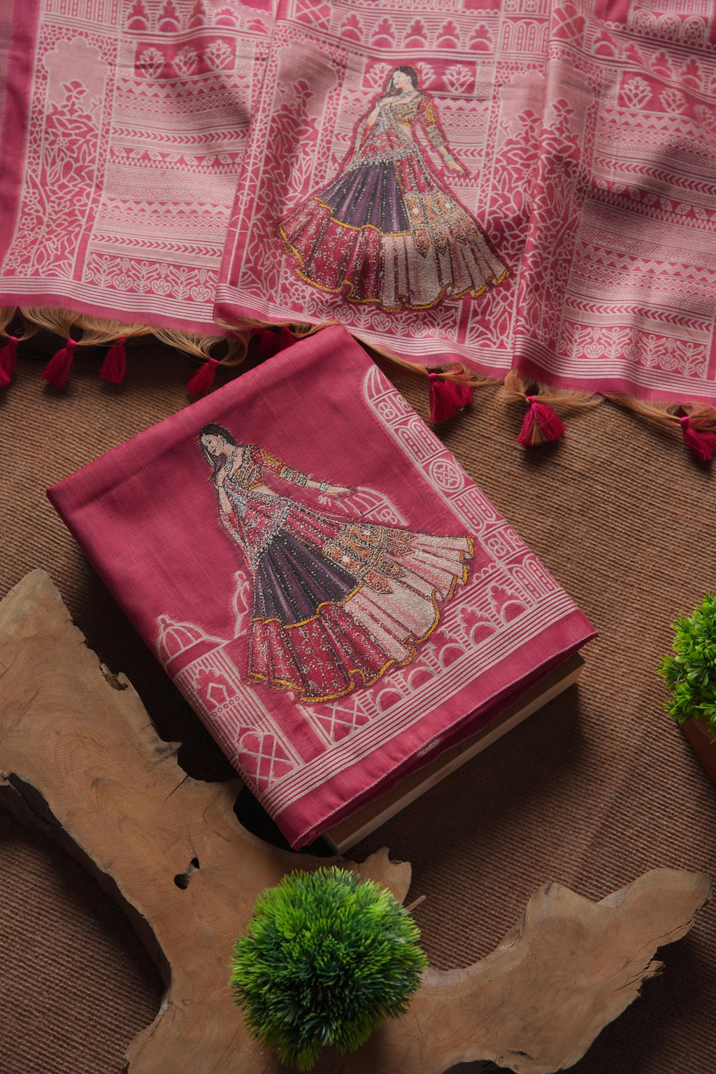 Rang Mahal Muga Cotton Unstitched Suit - Pink