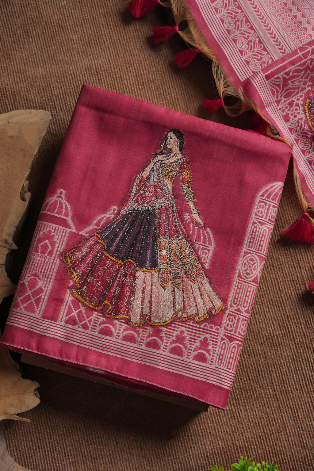 Rang Mahal Muga Cotton Unstitched Suit - Pink