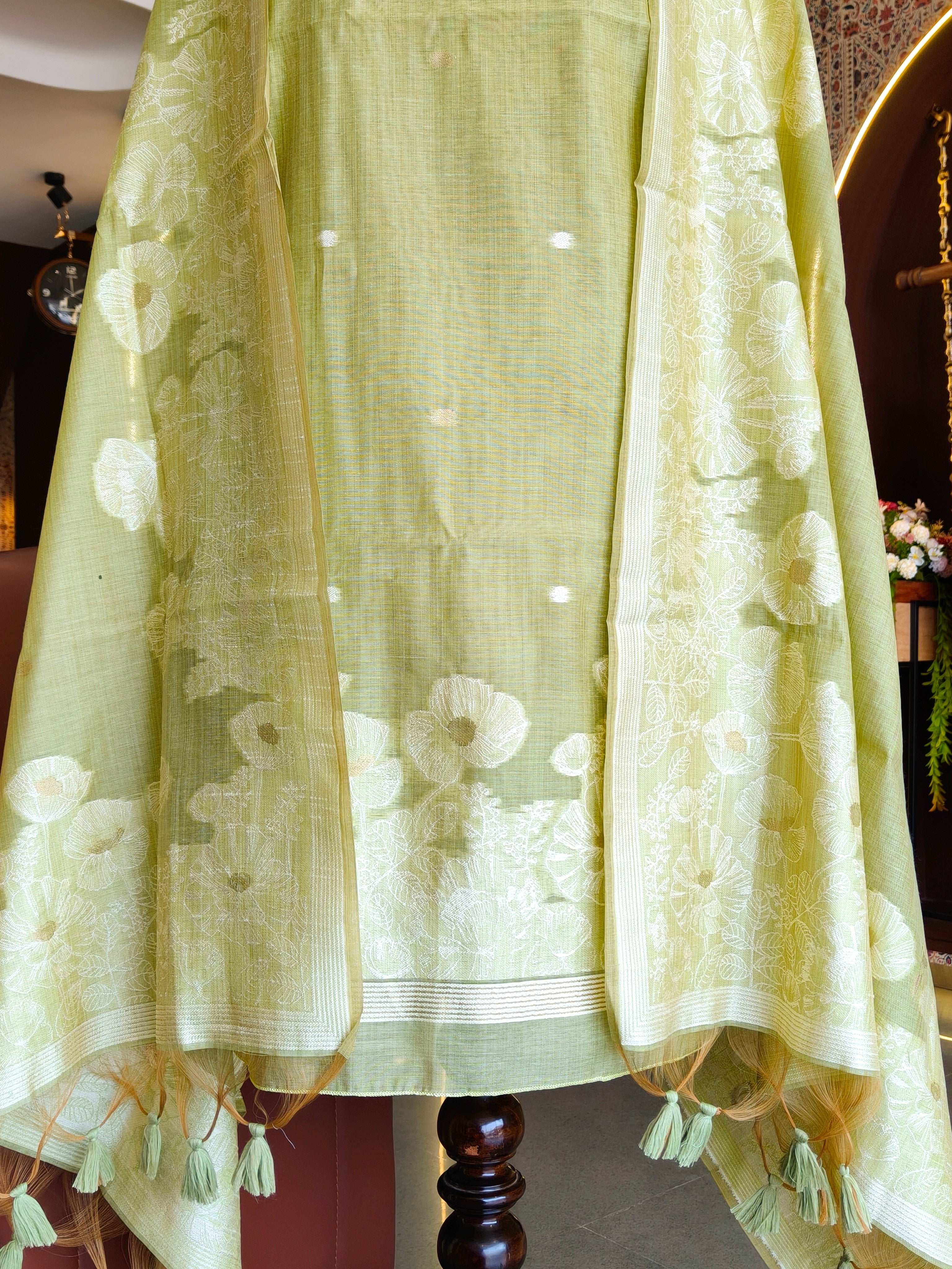 Premium Muga Cotton Unstitched Suit- PISTA