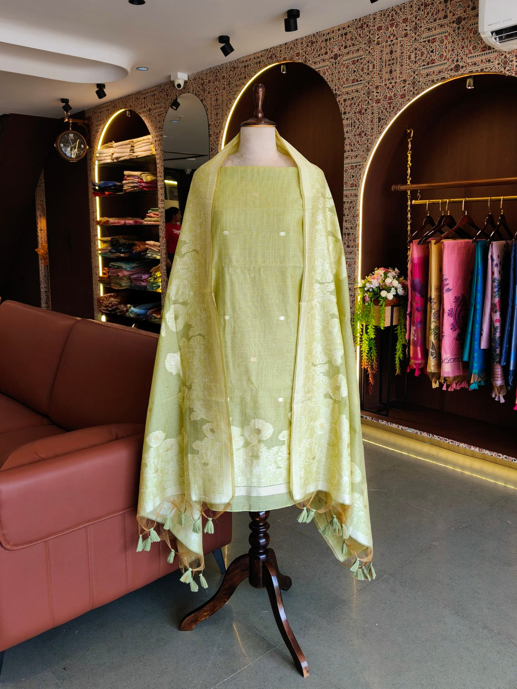 Premium Muga Cotton Unstitched Suit- PISTA