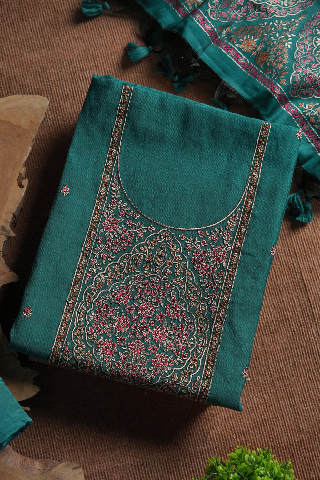 Linen Cotton Kashmiri Art Unstitched Suit- RAMA