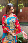 Folk Art Inspired Printed Straight Kurta & Pants Set - RED