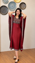 Ajrakh Inspired Modal Silk Kaftan - RED