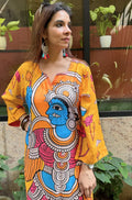 Folk Art Inspired Printed Straight Kurta & Pants Set - YELLOW