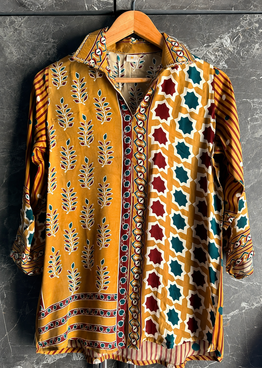 Heritage Print Ajrak Shirt - YELLOW