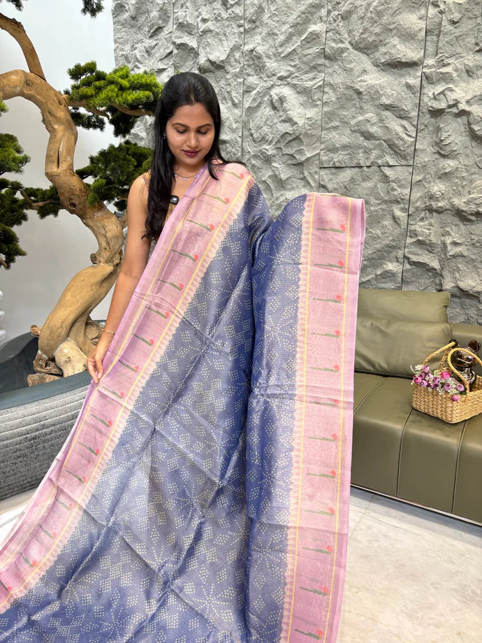 Soft Crush Kota Saree With Shades Pattern - BLUE