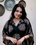 Modal   Silk   Kaftan   |   Folding   Collar   Flowing   Drape   |   Black