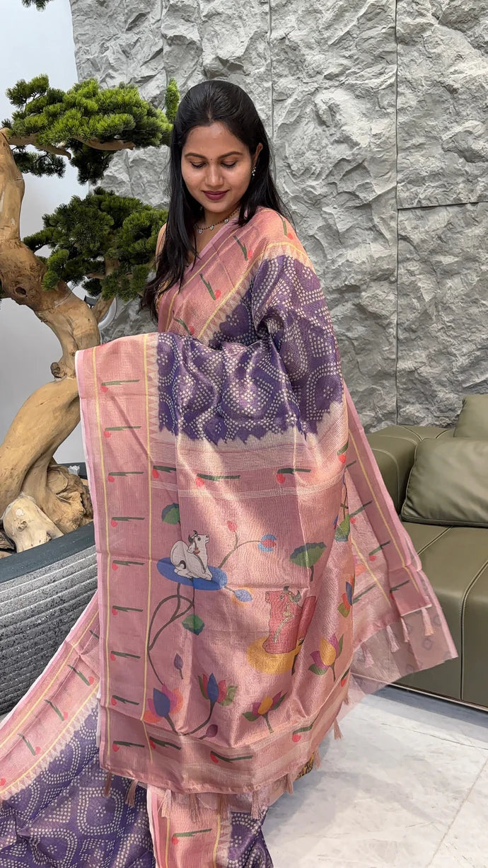 Soft Crush Kota Saree With Shades Pattern - LAVENDER