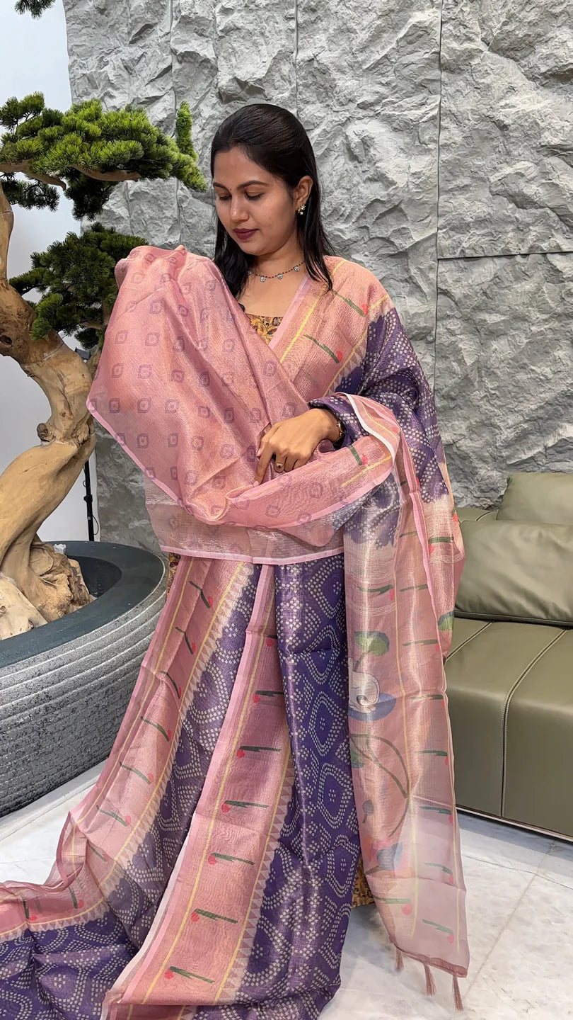 Soft Crush Kota Saree With Shades Pattern - LAVENDER