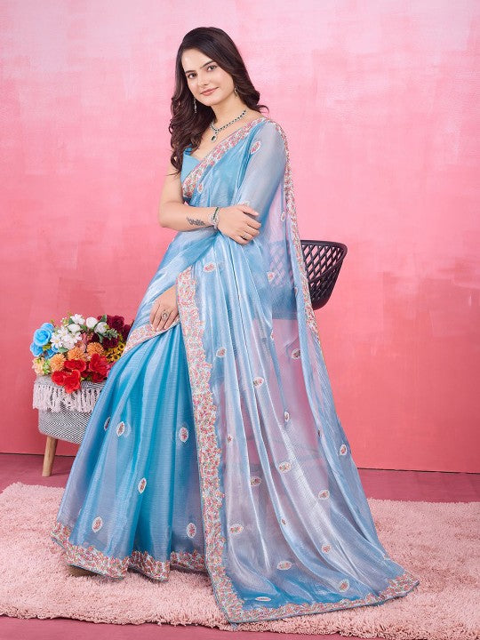 Women Floral Embroidered Designer Saree