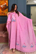 Pure Muga Cotton Jamndani Floral Woven Unstitched Suit - Pink