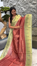 Soft Crush Kota Saree With Shades Pattern - RED